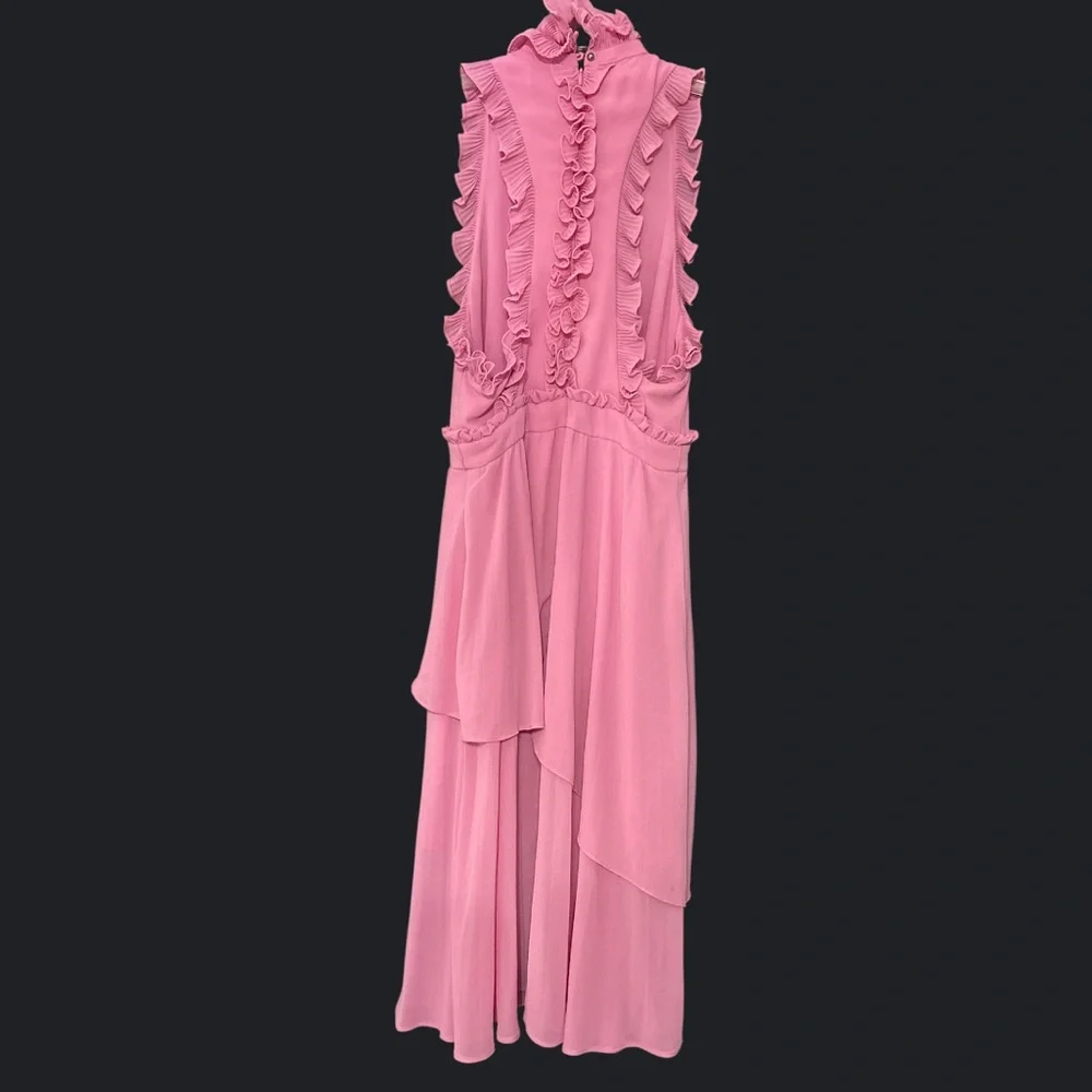 La Maison Talulah Anthropologie pink pleated asymmetrical flowy dress 4
